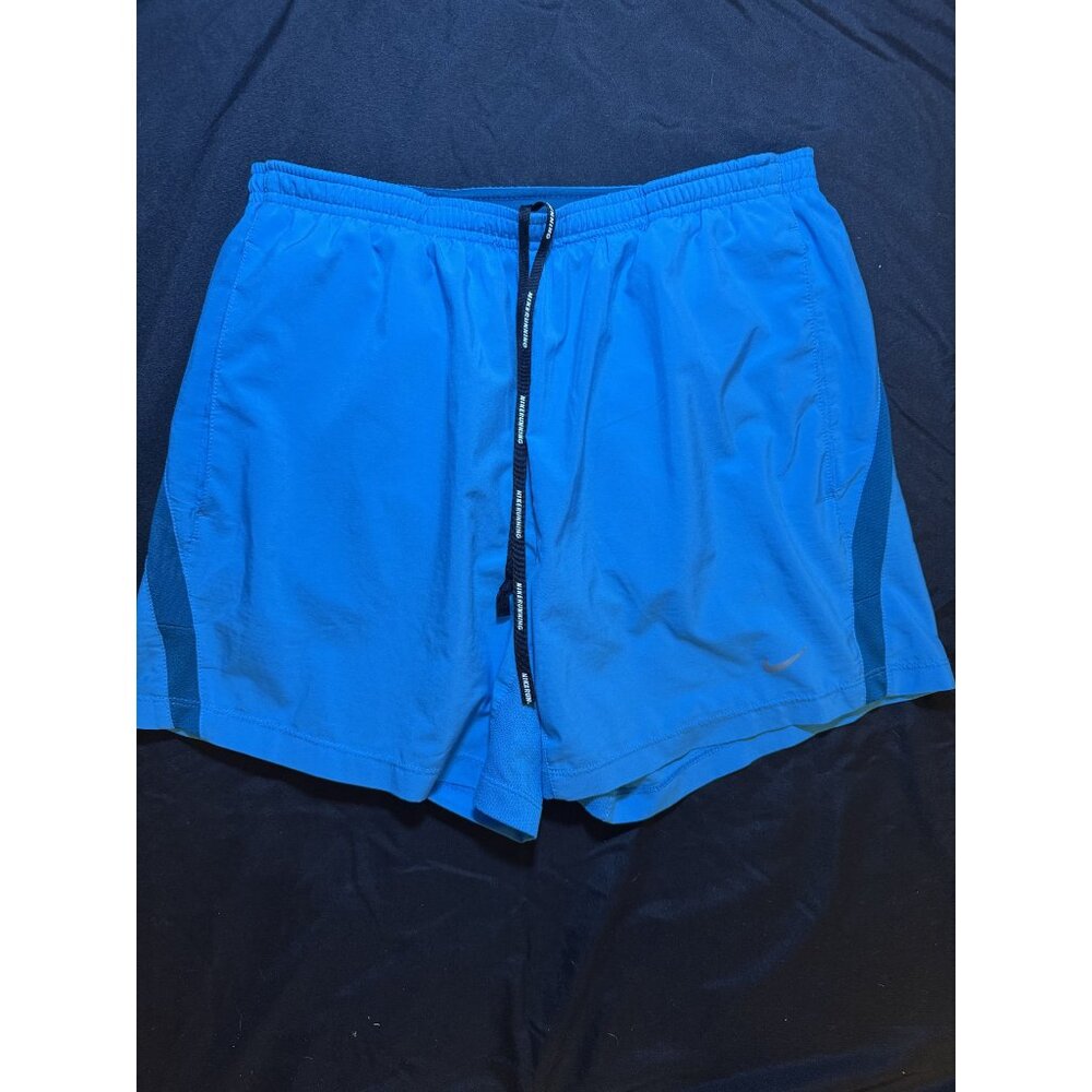 Nike Dri-Fit Womens Running‎ Shorts S Blue With Back Zip Pocket & Elastic Waist